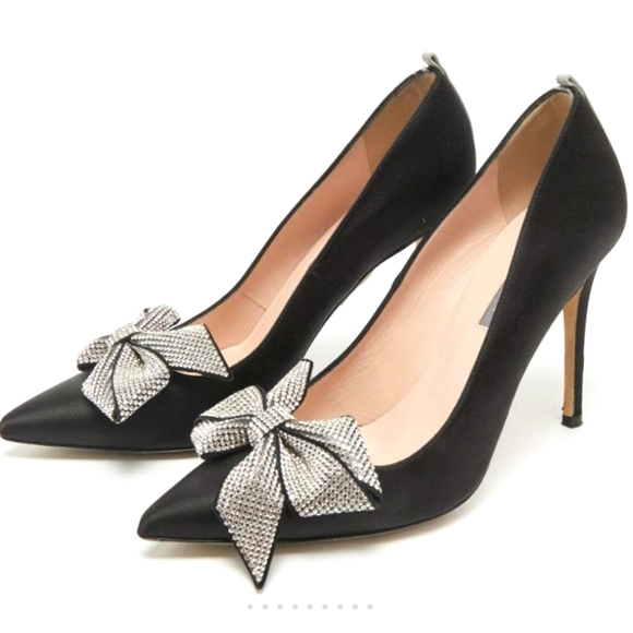 NIB$545 SJP by Sarah Jessica Parker Crystal-Embellished Bow Suede Pumps 38.5 8 - Picture 15 of 15